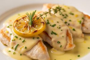 scaloppine al limone con crema in un piatto
