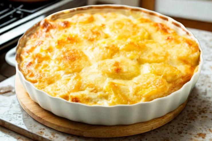 sformato di patate cremoso sul tavolo della cucina