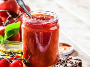 barattolo con dentro del sugo di pomodoro