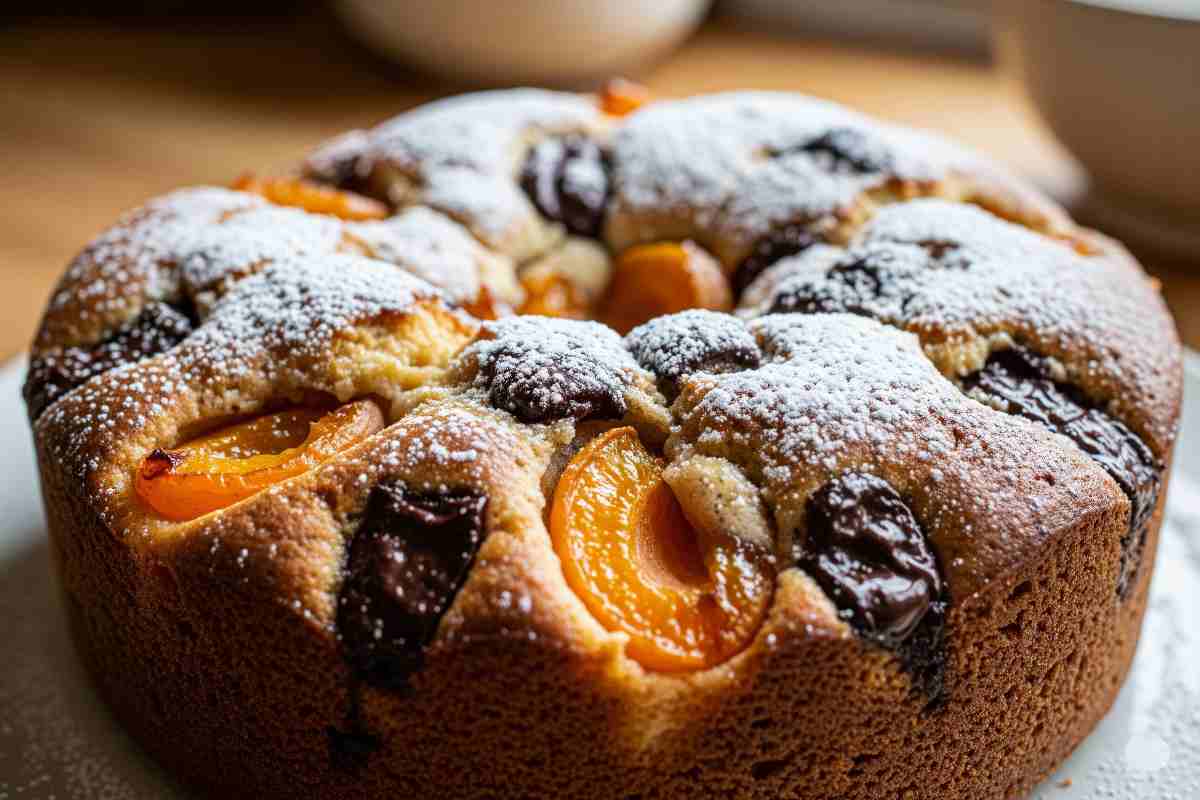 torta con albicocche e cioccolato