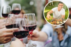 vino e uomo che griglia