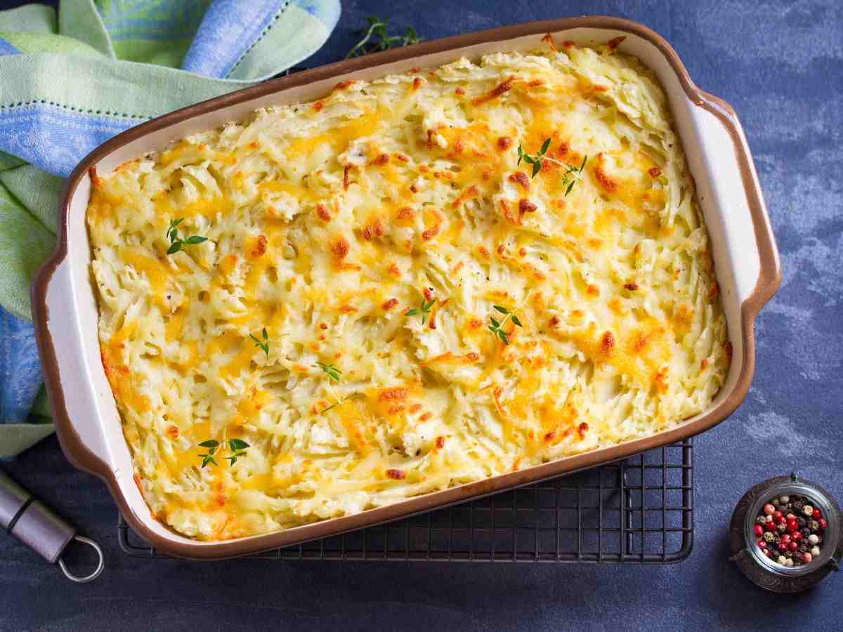 sformato di patate in una pirofila